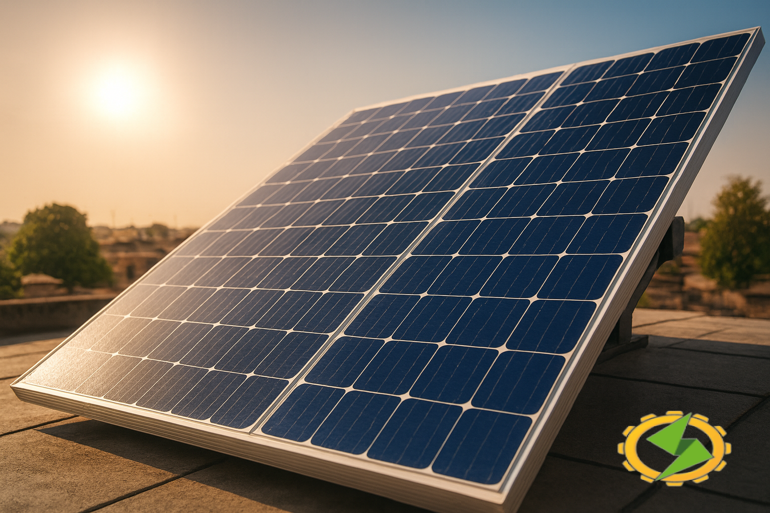 Technicien installant des panneaux solaires